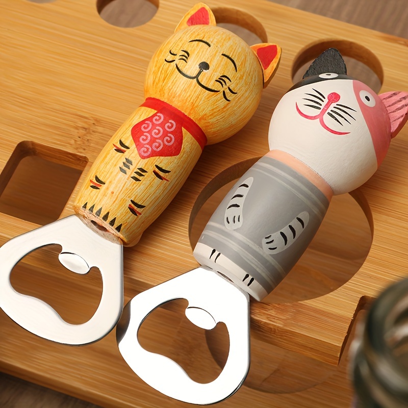 Reheyre Cartoon Animal Bottle Opener - Creative Shape, One-key Open,  Plastic Cute Cat Can Opener with Fridge Magnet Decor Party Accessories  (2Pcs)