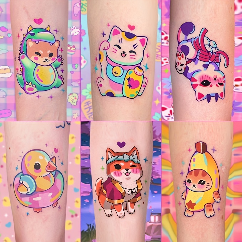 Tatuajes temporales de dona, suministros de decoración de fiesta de  cumpleaños, regalos de fiesta, 96 calcomanías de tatuajes, lindos regalos  para