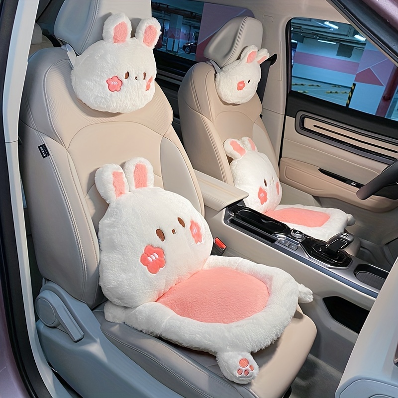 1pc Cute Cartoon Front Row Ice Silk Breathable Anti-slip Padded Bear Car  Seat Cushion