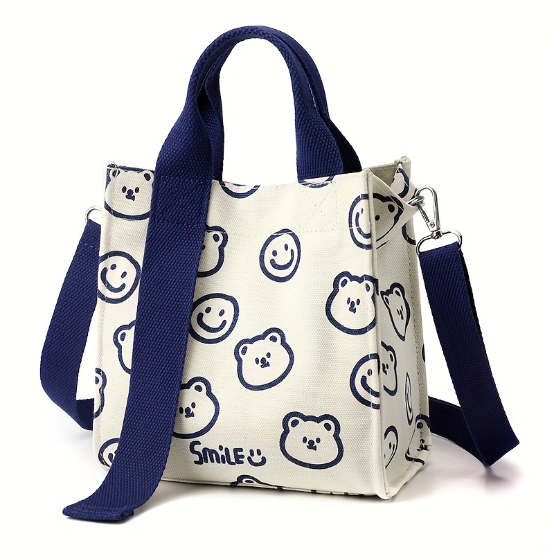 Summer Woven Women's Bag Beach Portable Canvas Drawstring Bucket Cute Cherry  Student Girl Small Shoulder Bags for Travel