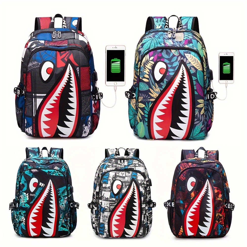 2023 New Shark Printing Backpack Street Trend Backpack Waterproof Large  Capacity Cartoon Student Schoolbag Gift Y2K - AliExpress