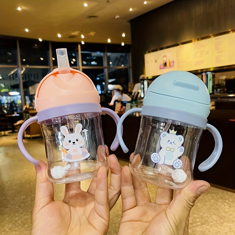 Cute Adult Baby Bottle Suction Cup Korea Creative Personality Glass  Portable Cartoon Milk Student Cup Waterbottle with Straw