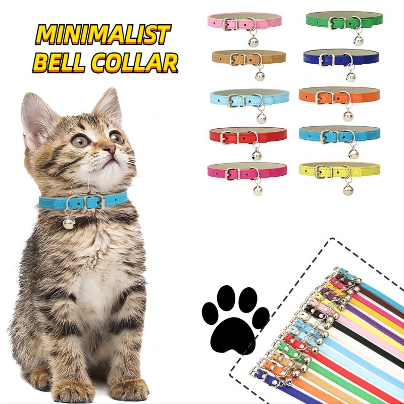 Leather Collar Kitten Cat Collar Pet Collar Bell Adjustable - Temu Canada