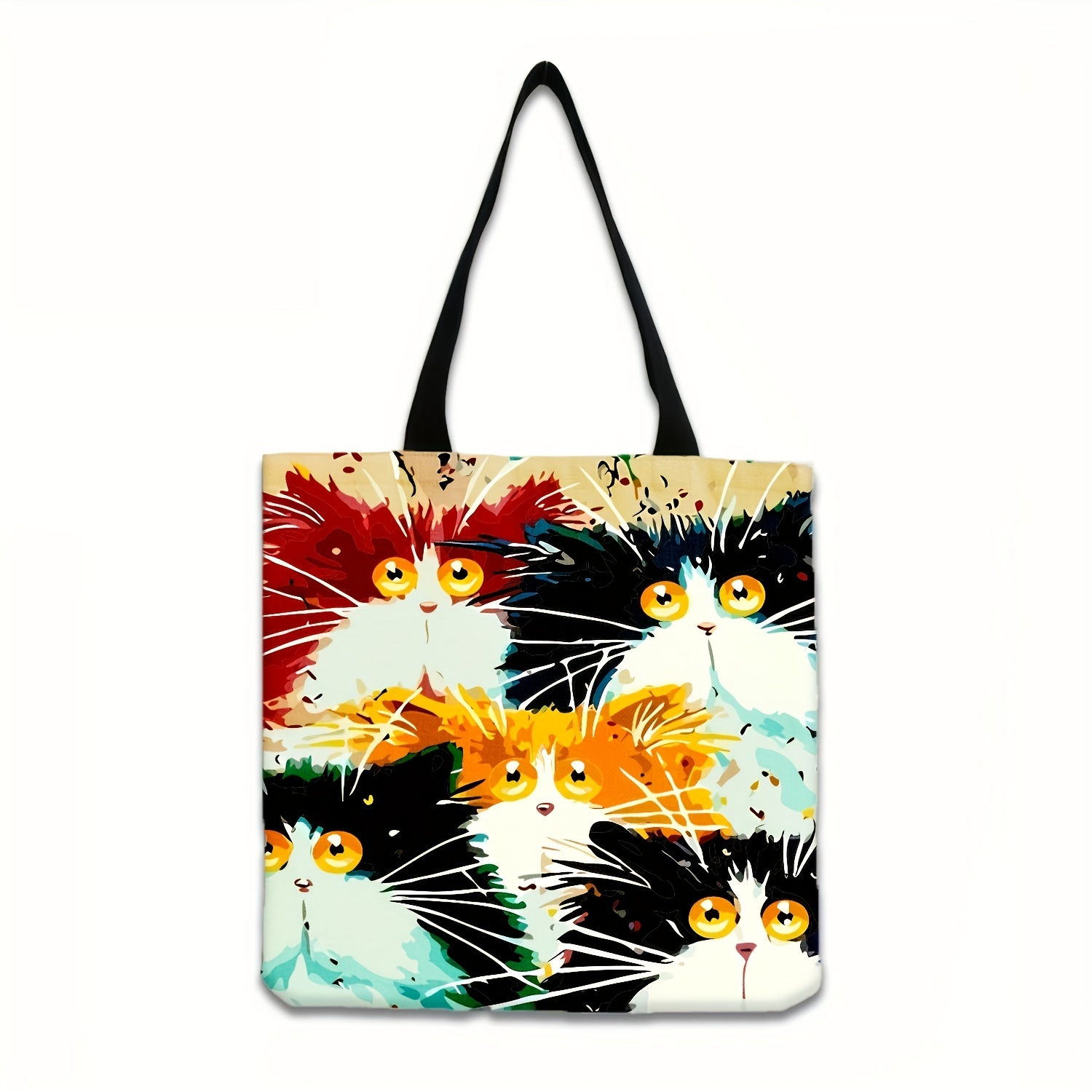 Canvas Bags Handbag for Women Shopper Cute Cat Tote Bag with Zipper  Designer Bag Japanese Style Cartoon Small Shoulder Bags