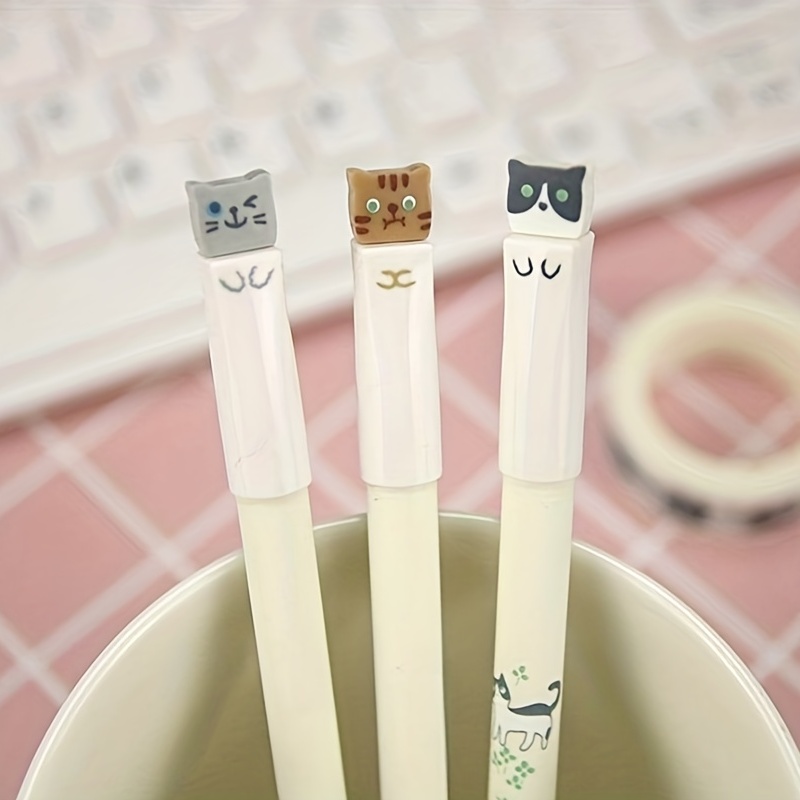 8 pcs/Lot Kawaii wagging cat gel pen 0.5mm black ink pens Cute kitties –  Pens, Planners & Paper