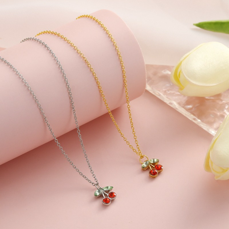 New Hot Sale Fashion Simple Cute Fruit Cherry Pendant Necklace - Temu  Germany