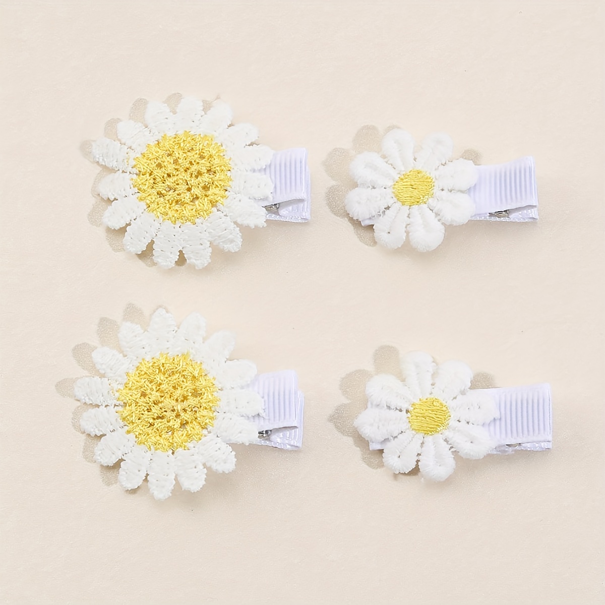 Adorable Felt Daisy Flower Hair Clips Little Girls Sweet - Temu