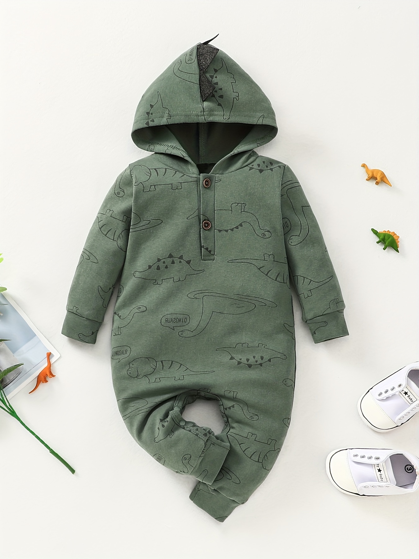 Newborn Baby Warm & Cute Bear Shape Hooded Jumpsuit Zip Up Onesie Romper  Fall Winter Outwear