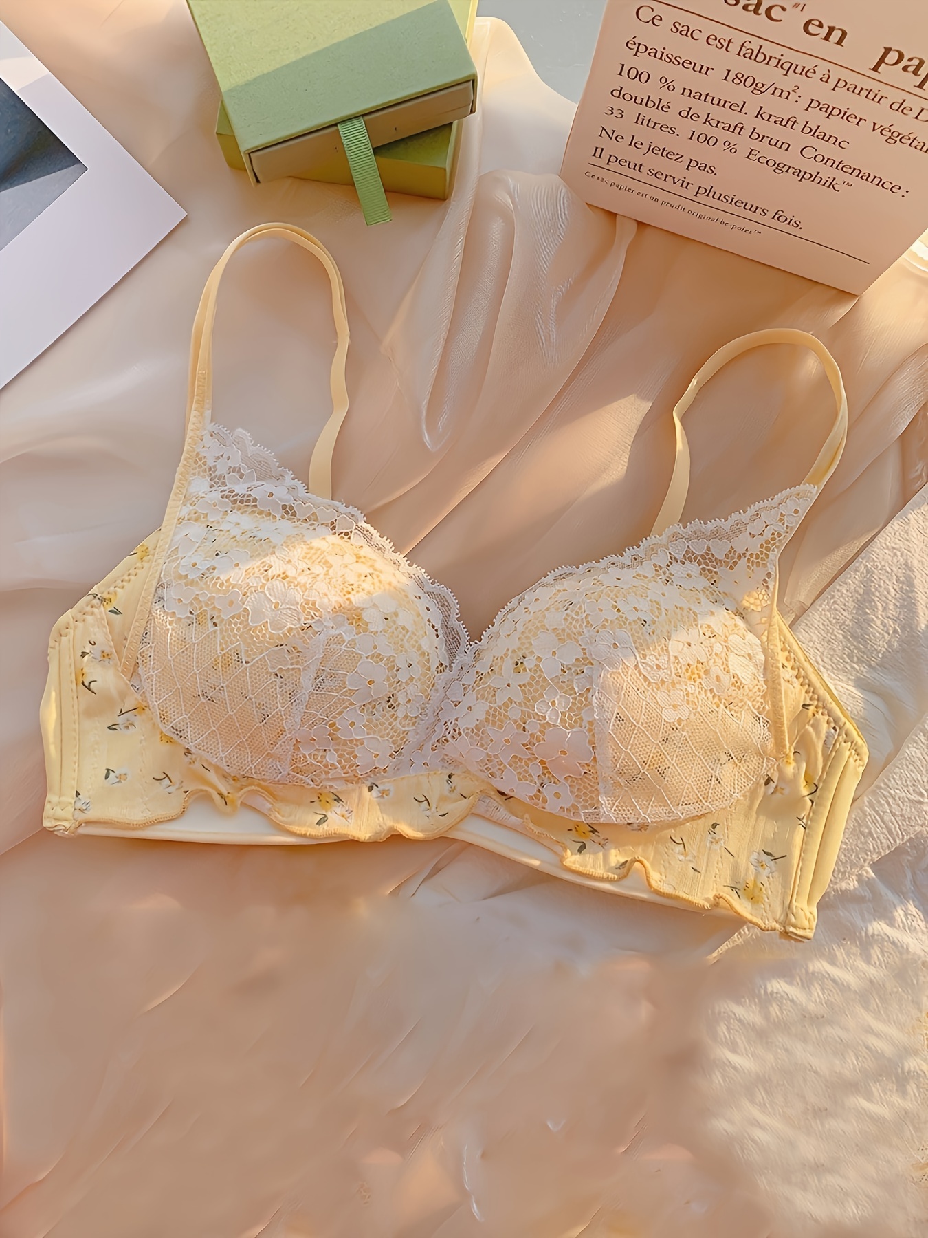 Victoria's Secret Pale Green Embroidery Lightly Lined Demi Strawberry  Embroidered Bra