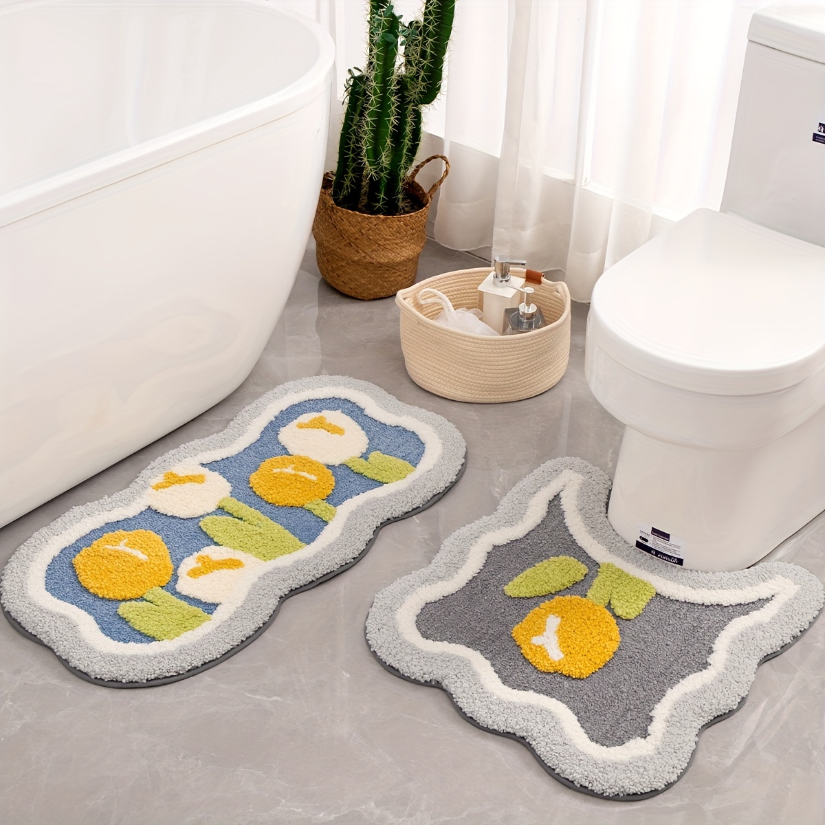 23.6in Smiley Face Rug Sunflower Cute Bath Mat Strong Water Absorption  Super Absorbent And Fluffy Machine Washable Bahtub Mats For Shower, Tub,  Bedroo