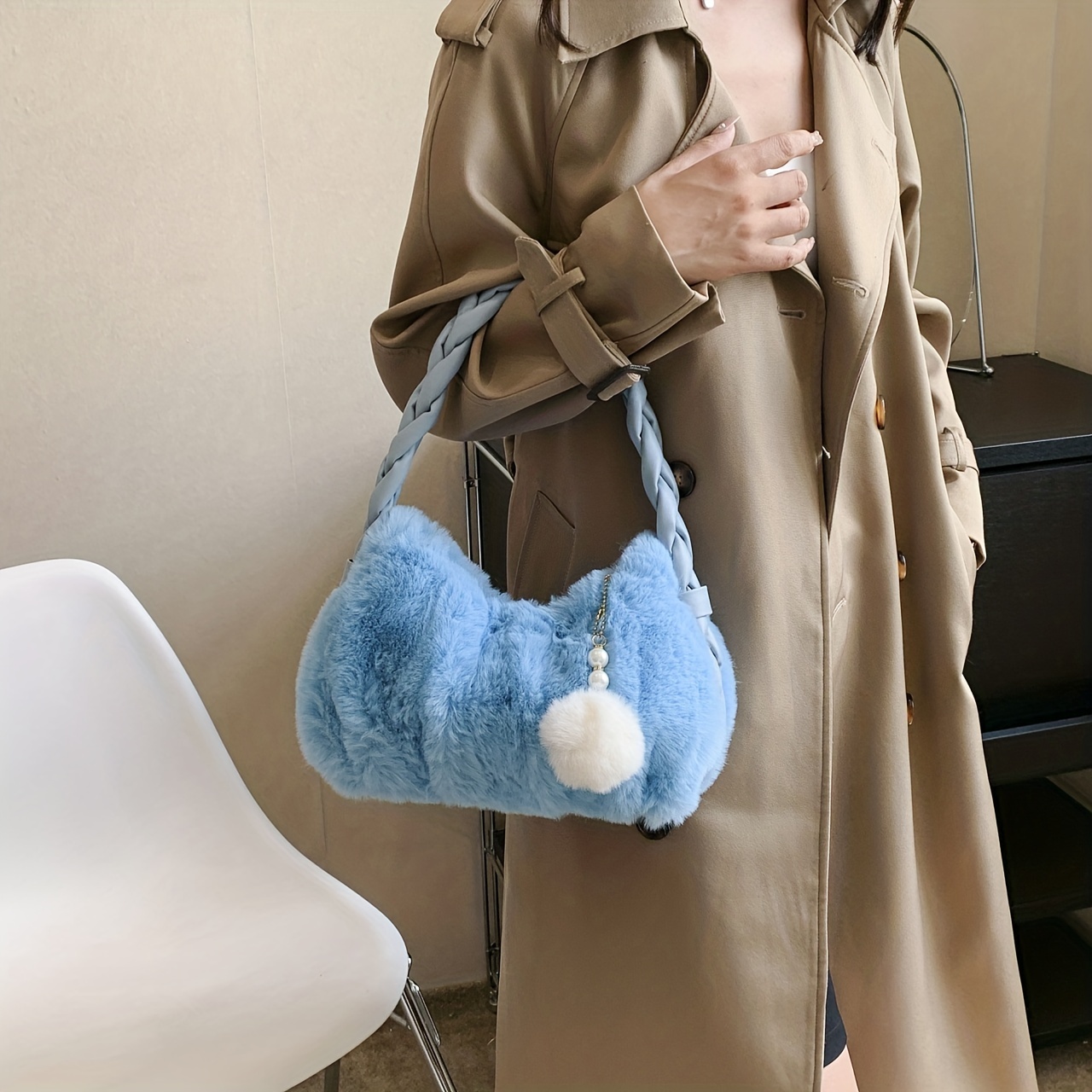 Cute Plush Crossbody Hobo Bag, Fashion Faux Fur Shoulder Bag, Women's  Casual Handbag & Tote Purse - Temu Cyprus