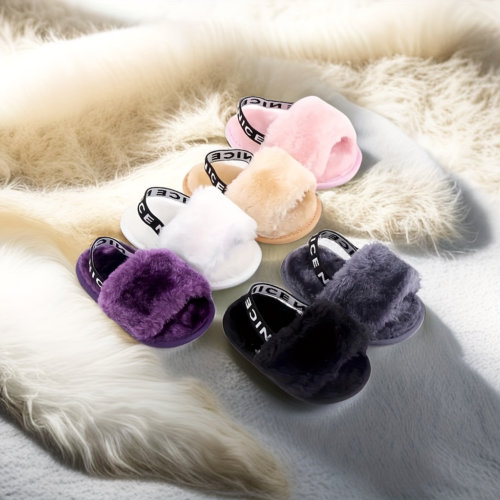 Fluffy hot sale slides shoes