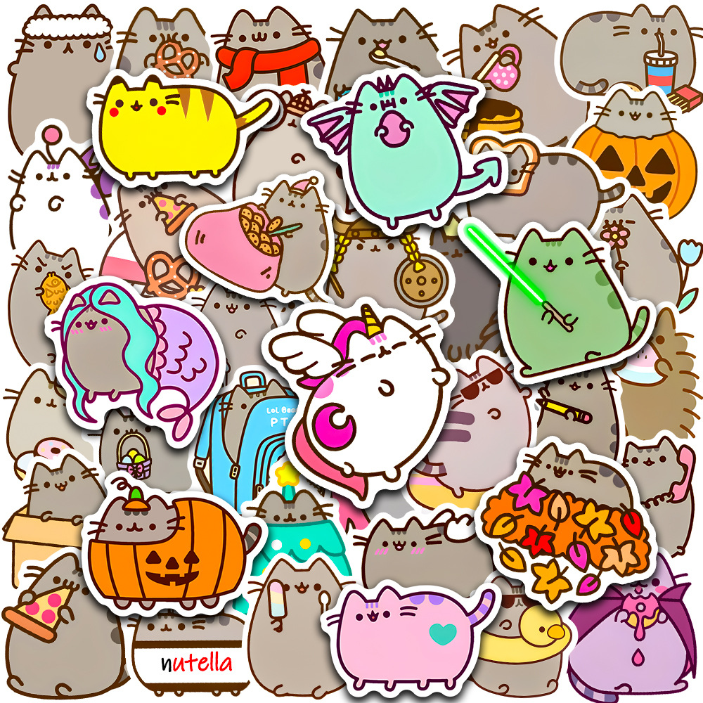 69 Funny Food Cat Head Stickers Mobile Phone Case Laptop - Temu