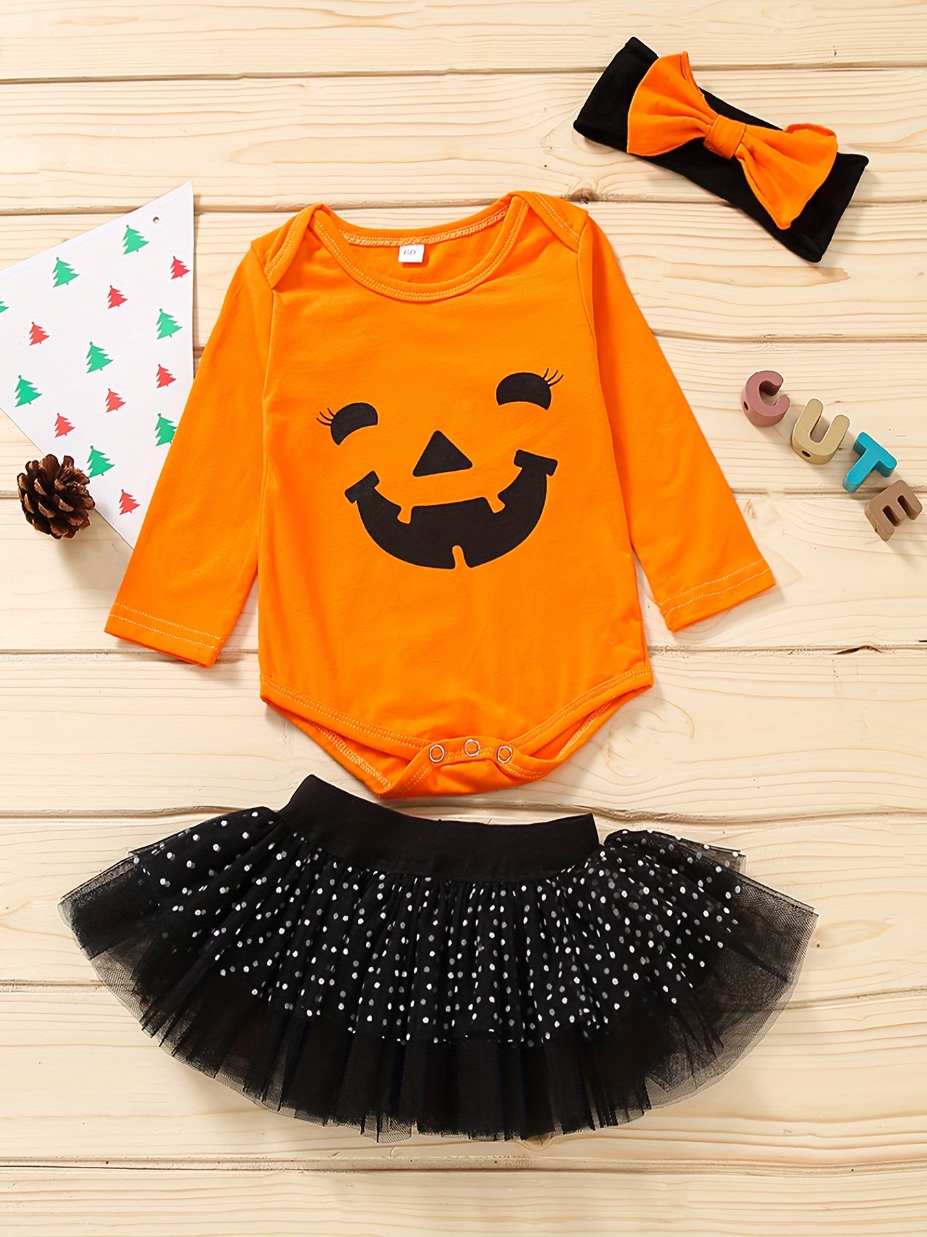 Halloween Baby Boy/girl Cotton Batwing Sleeve Pumpkin & Letter Print  Jumpsuit With Hat Set - Temu Poland