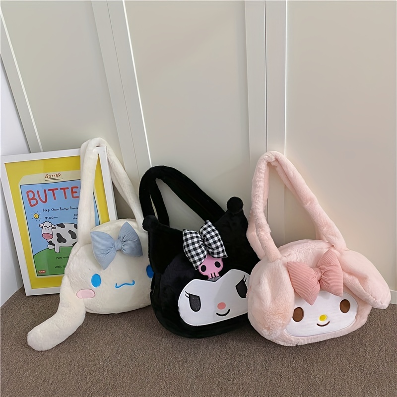 Kuromi My Melody Hello Kitty Cinnamoroll Pompom Purin Shoulder Bags Plush  Bag Lolita Face Sling Bags handbag Inspired by You.