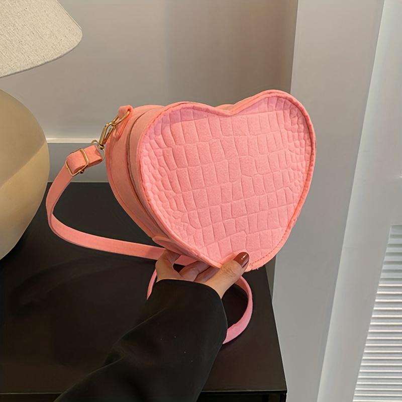 Fashionable Heart Shaped Decorated Stitching Crossbody Bag