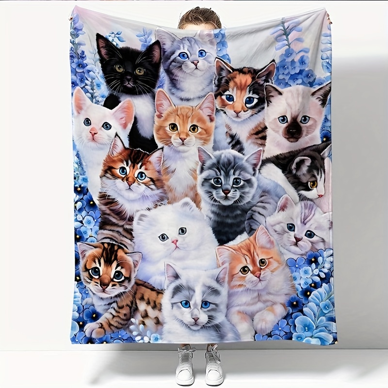 1pc Cat Throw Blanket, Funny Cat Gifts For Cat Lovers, Cat Memorial Gifts,  Cat Lover Gifts For Women Girls, Cat Themed Blanket Gifts, Cat Woman Gifts