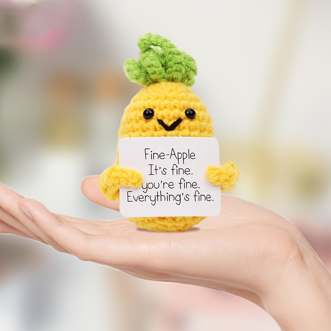 1pc Handmade Emotional Support Crochet Doll,Positive Energy Pineaple  Toy,Creative Funny Knitted Doll,Cheer Up Gift For Friends,Car Ornament,Home  Decotative Crafts.