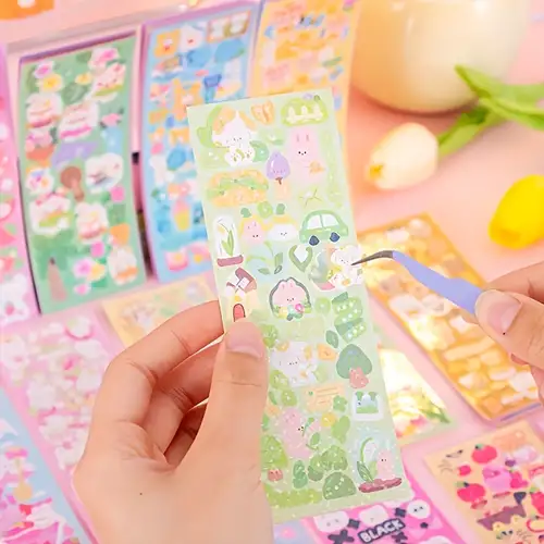 8pcs Kawaii Rabbit Love Heart Photocard Stickers Kpop Decorative Album  Material Diy Notebook Jourmal Sticker School