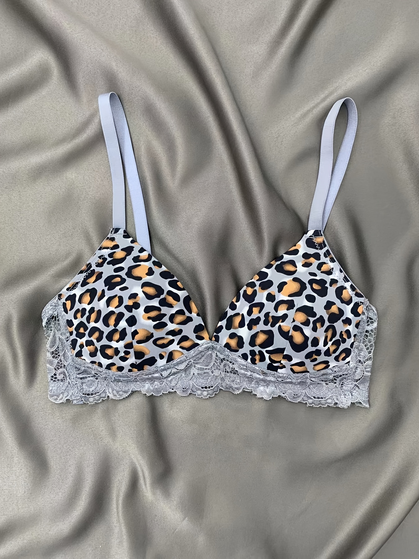 Wirefree Push Up Bras for Women Butterfly Back Front Closure Bra Leopard  Print Bra