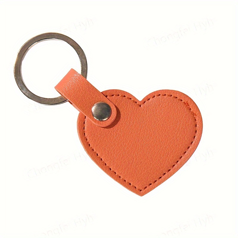 Black saffiano leather circle key ring simple design round shape leather  keyring