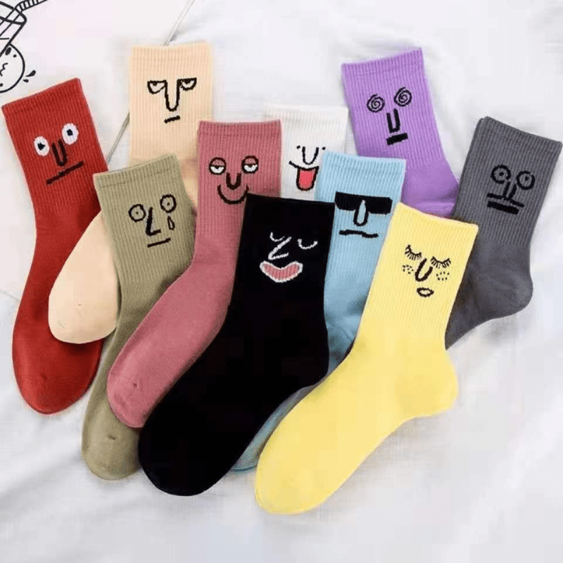 Happy Fashion Mans Socks Hip Hop Harajuku Kawaii Cartoon Cotton Socks Star Trek Animals Geometric