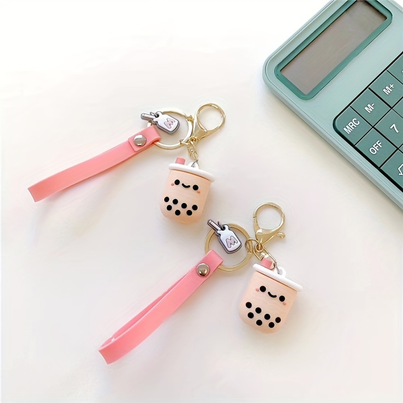 Car Cute Keychain Backpack Keyring Ornament Couple Gift Milk Tea