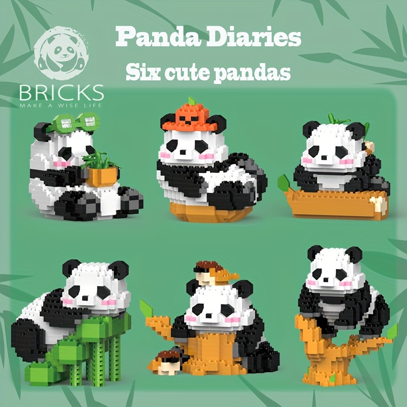 Kawaii Panda Life Micro Building Blocks Cute Animal Model Huahua