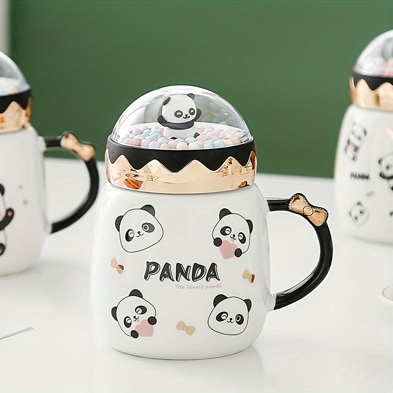 Creative Panda Mug Lid Spoon Set Creative Mobile Phone - Temu