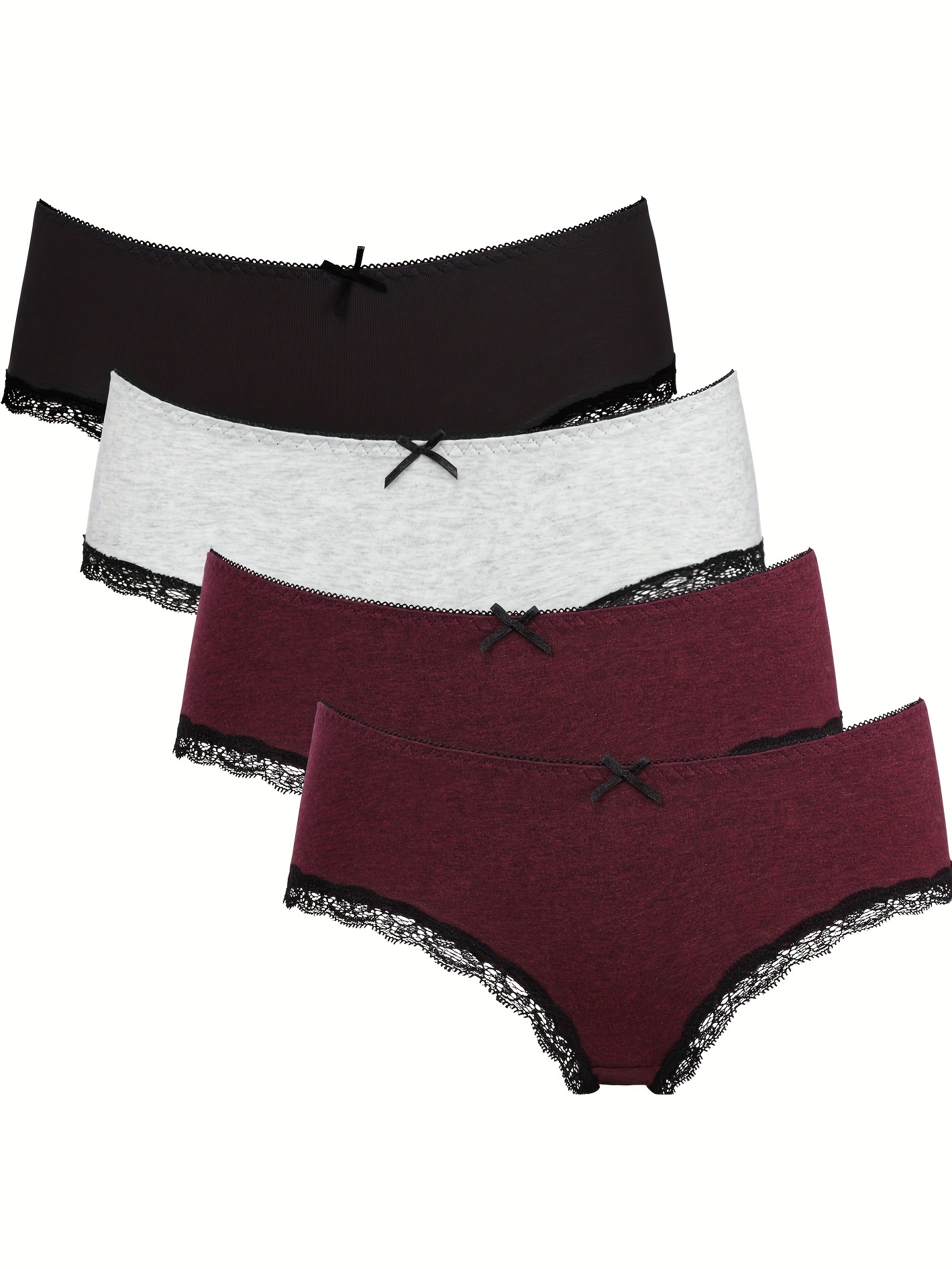 Women Underpants Lace Cotton 4PCS Soft Hollow Brief Panty Hipster Underwear