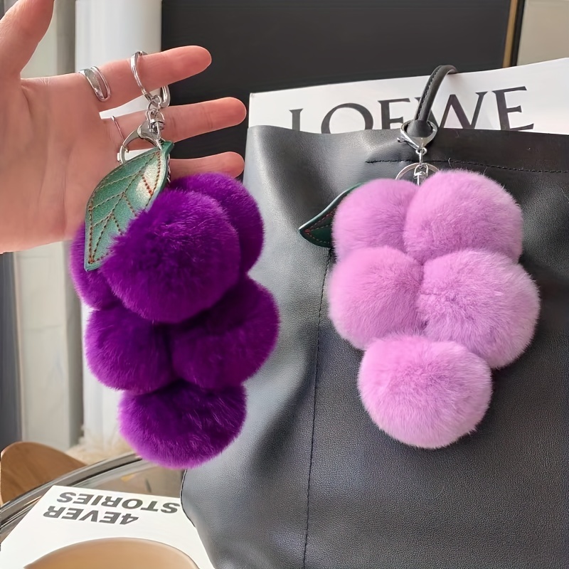 Cute Real Mink Fur Tail Pendant Keychain Women Luxury Plush