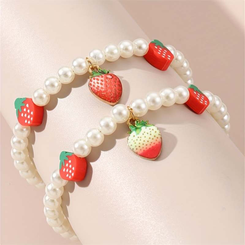 7pcs Coquette Style Bracelets Made Of Beads Rose Or Strawberry Make Your  Call Match Daily Outfits Party Decor Sweet Gift For Female - Jewelry &  Accessories - Temu