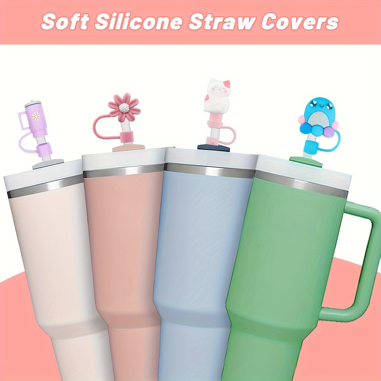 Cute And Durable Straw Covers For Stanley Tumblers Protects - Temu