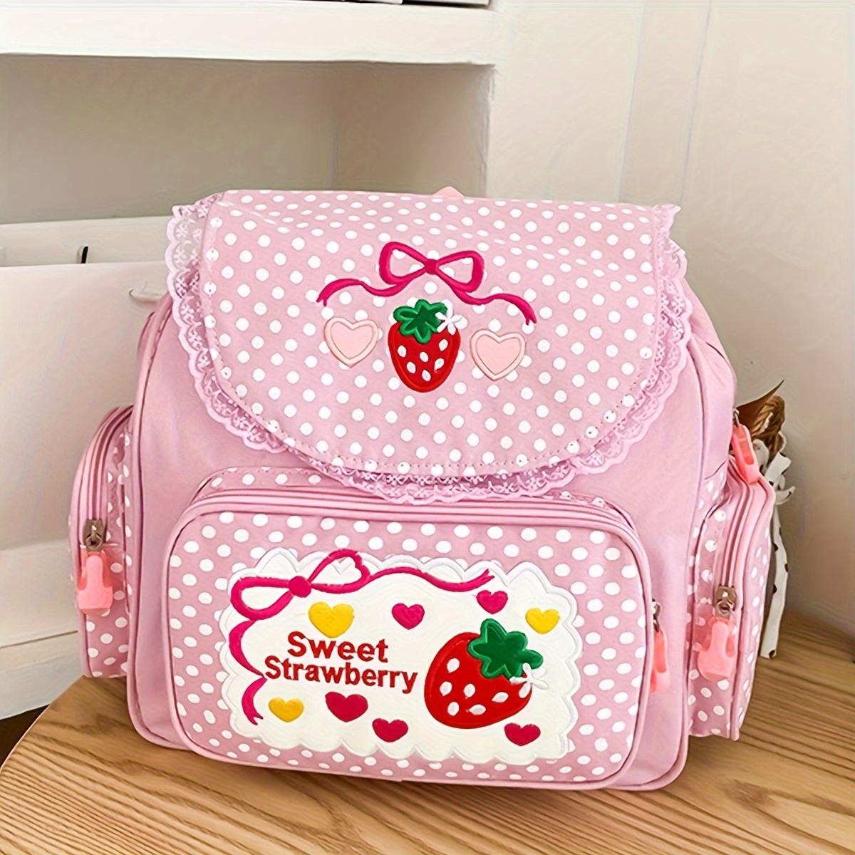 Kawaii Strawberry Backpack - Temu