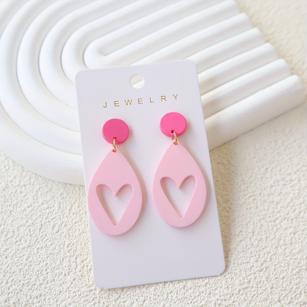 201 polymer clay earrings - pink heart - valentines love letter