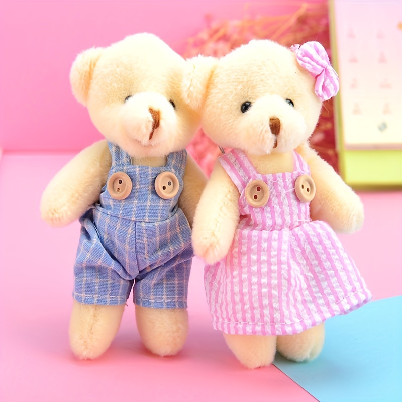 Wholesale New Plush Toy Key Chain Pendant Big Bear One-piece Bow Tie Teddy  Bear Cartoon Bouquet Doll