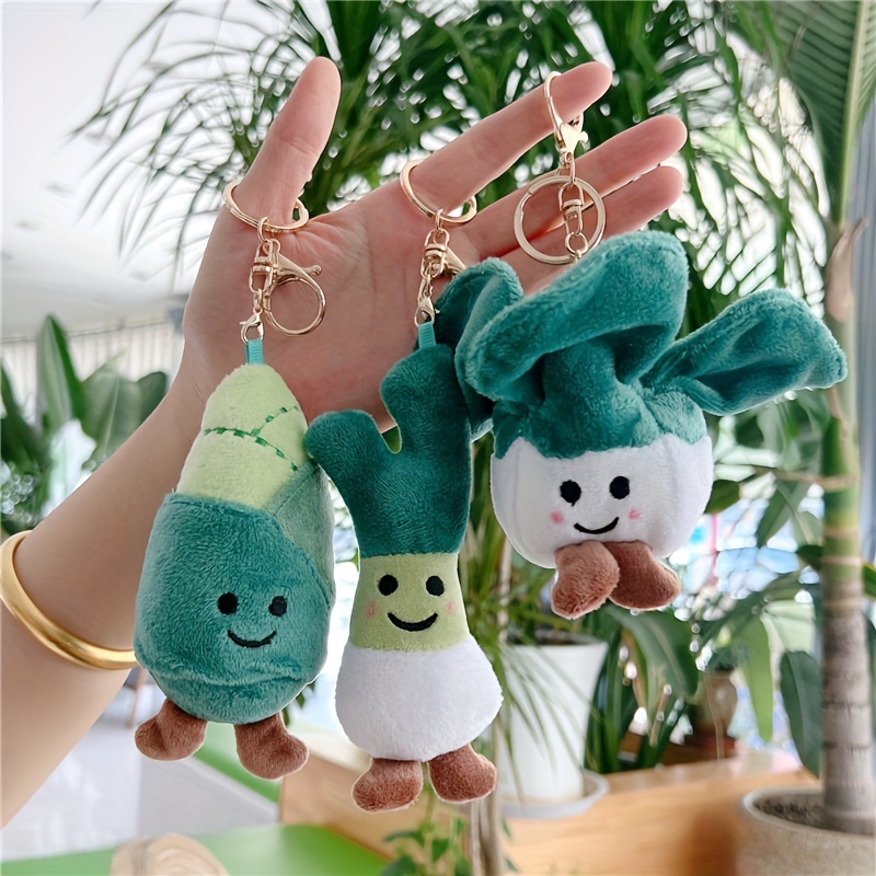 Temu Cartoon Cute Green Onion Keychain Plush Toy Green Onion Vegetable Doll Bag Pendant Gift Party Christmas Halloween Birthday Gift, Christmas Gifts