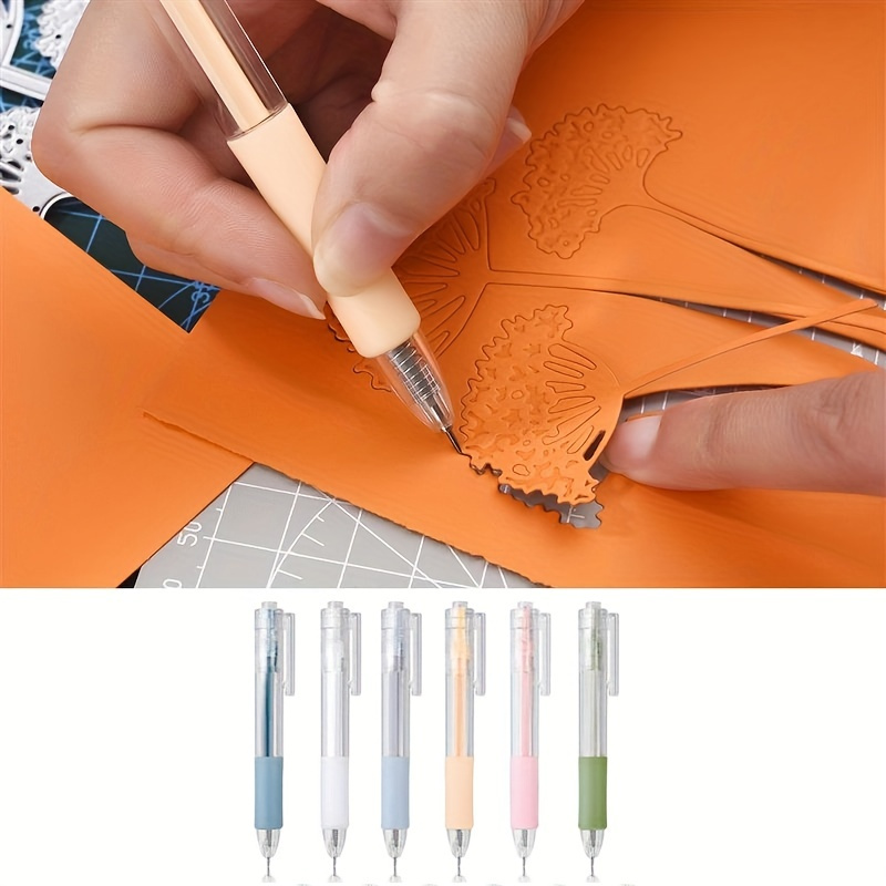 2pcs White+Pink Craft Cutting Tool Paper Pen ,Cutter Knife Creative  Retractable Hobby Knife Blade Art Utility Precision Paper Cutting Carving  Tools with Pocket Clip for DIY Drawing Scrapbooking