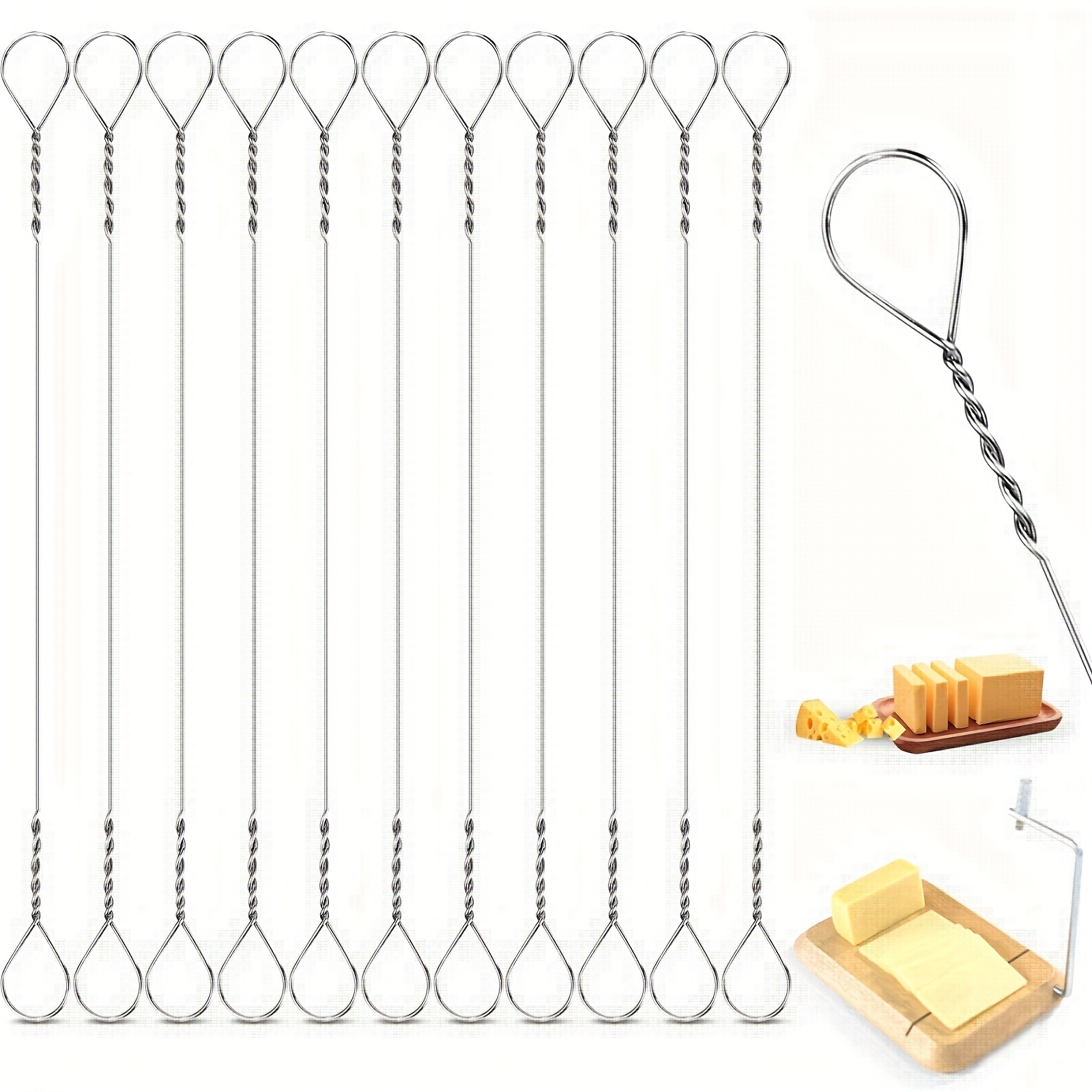  Cortador de queso y cortador de queso, Cortador de queso de  acero inoxidable con 10 cables de repuesto