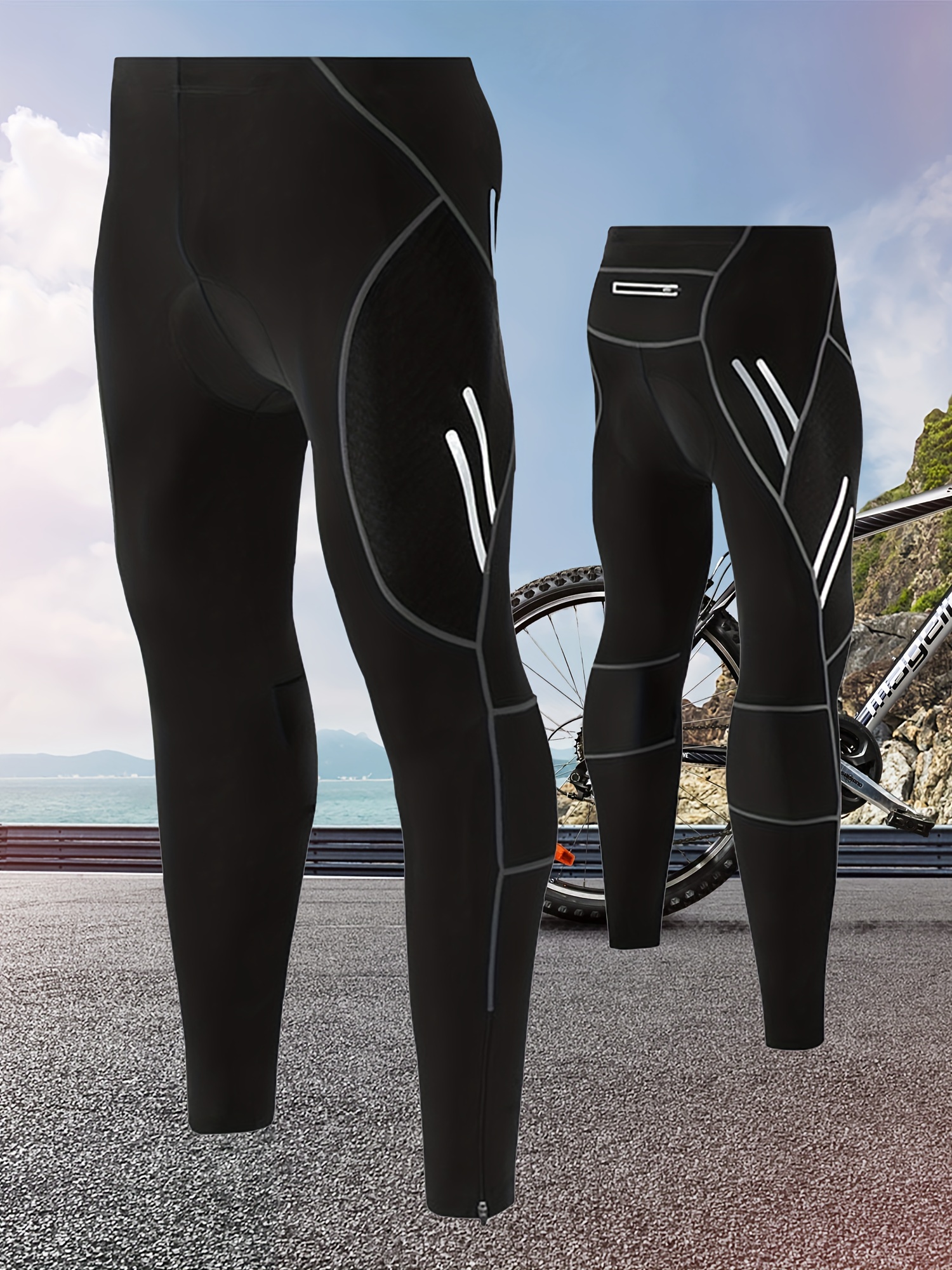 qualidyne Men's Cycling Bike Pants 4D Padded Road Bicycle Tights