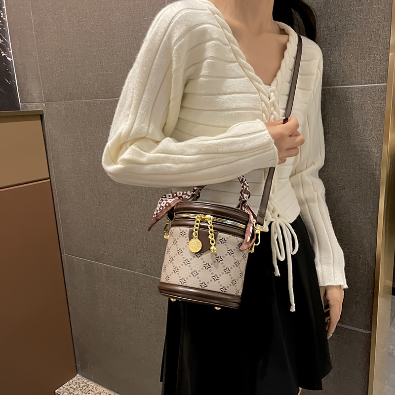 Mini Pendant Crossbody Barrel Handbag, Pu Leather Textured Cylinder Bag  Purse, Classic Versatile Fashion Shoulder Bag - Temu