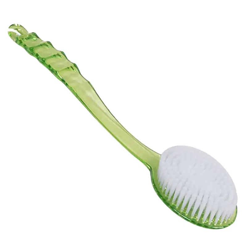 1pc long handle bath shower brush with exfoliating bristles green ergonomic body massager durable bristles for deep cleansing light beige scrub shower bath use manual operation no electricity bathroom kitchen Product details 0