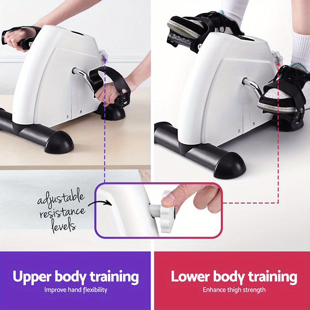 Everfit Pedal Exerciser Mini Exercise Bike Cross Trainer Under Desk Bike White, Without Battery