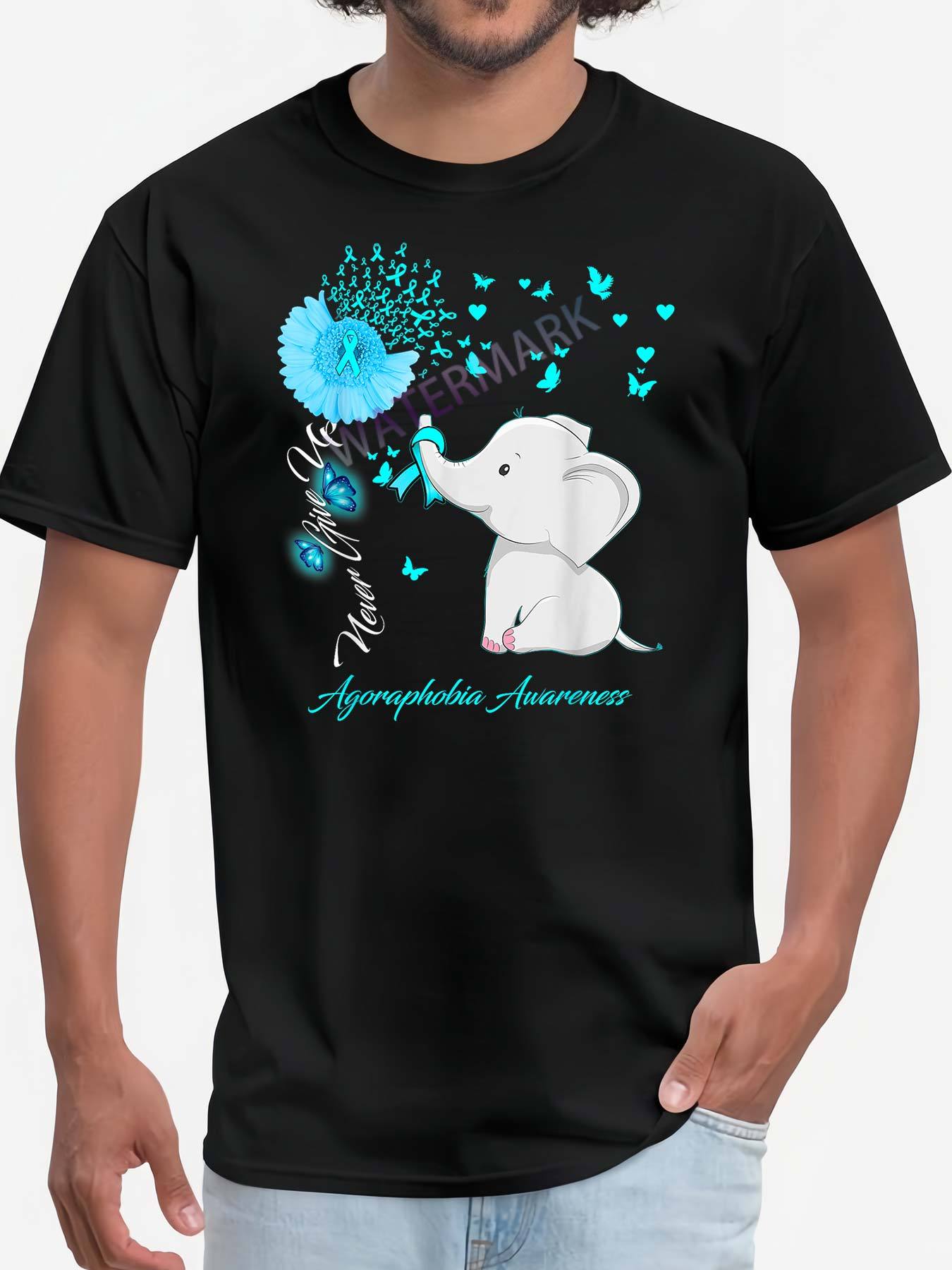 "Ribbon & Elephant" T-Shirt for Men, Mental Health Awareness