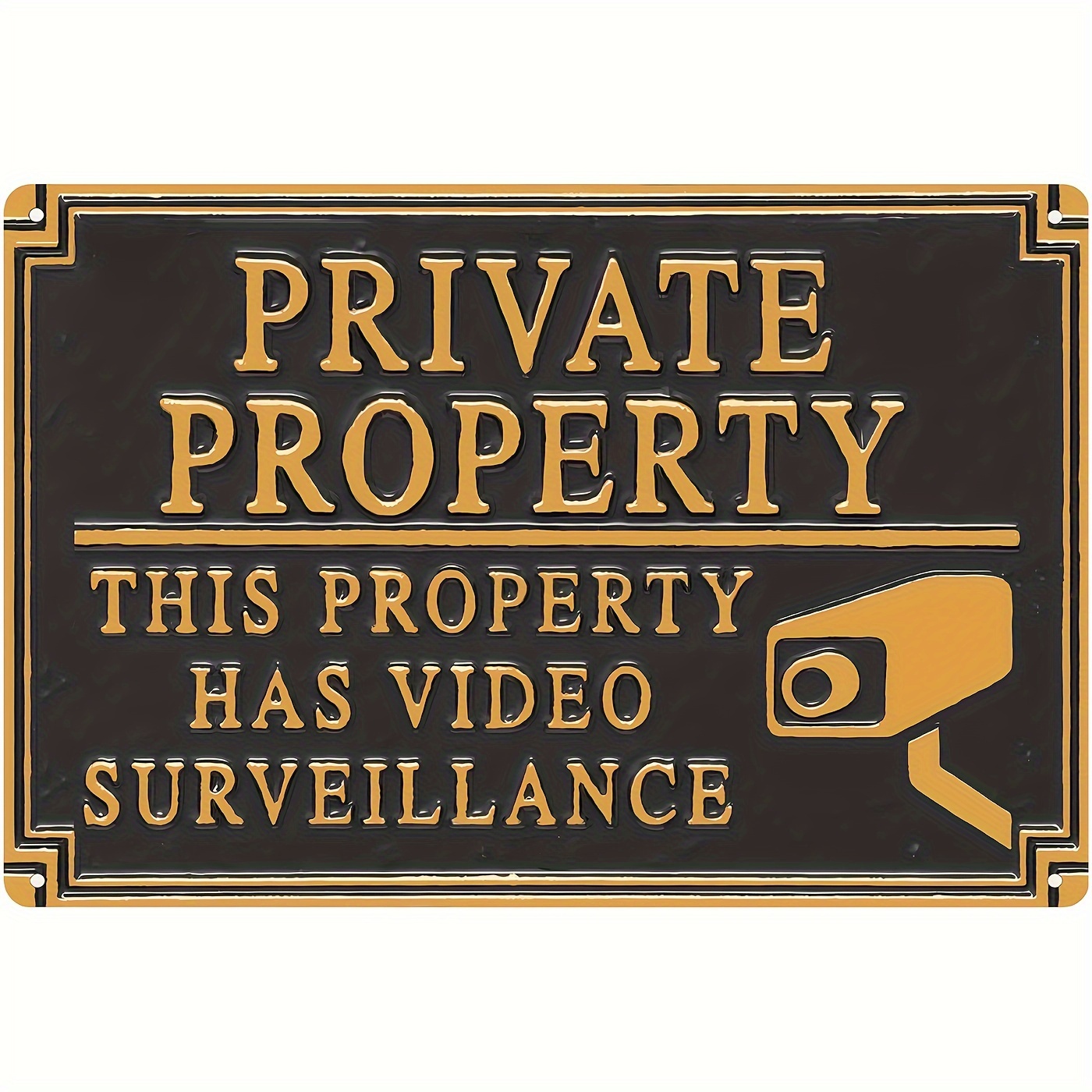 TEMU Panneau Amusant - Plaque Murale Métallique Vintage "Cette Propriété Est Protégée par la Vidéosurveillance" - Panneau d'Avertissement Rétro de