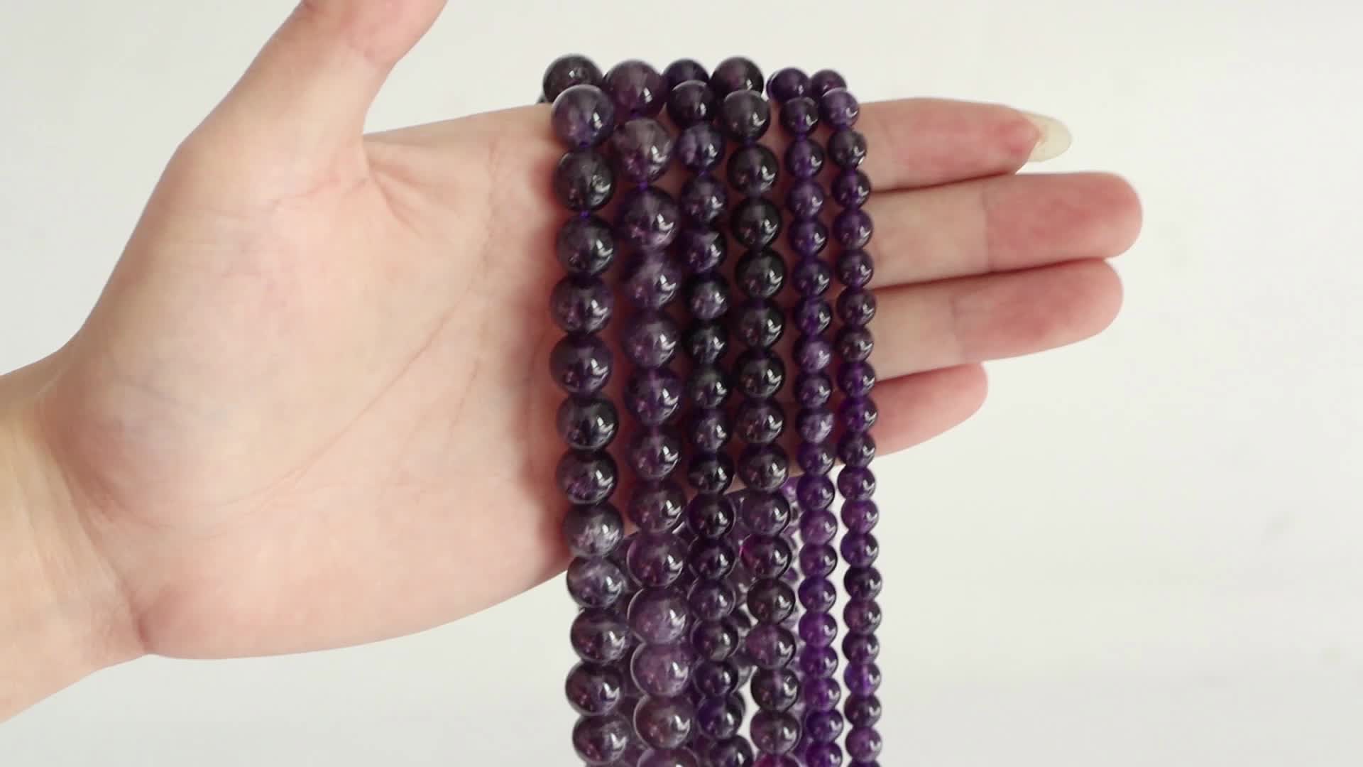 Amethyst Glass Beads Purple Round Energy Stone Handmade - Temu