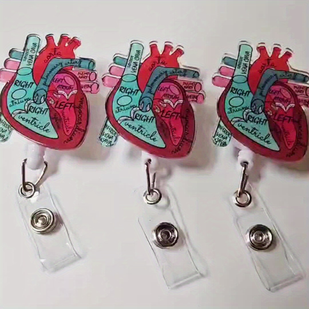Anatomical Heart Diagram Retractable Badge Reel Stylish - Temu