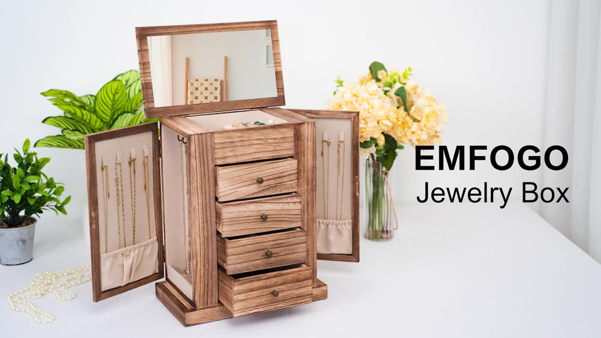  Jewelry Box Wooden Photo Frame Jewelry Organizer Multifunction  Ring Earrings Jewelry Display Holder (Color : Wood Strip, Size :  16x11.5x5.5cm) : Clothing, Shoes & Jewelry