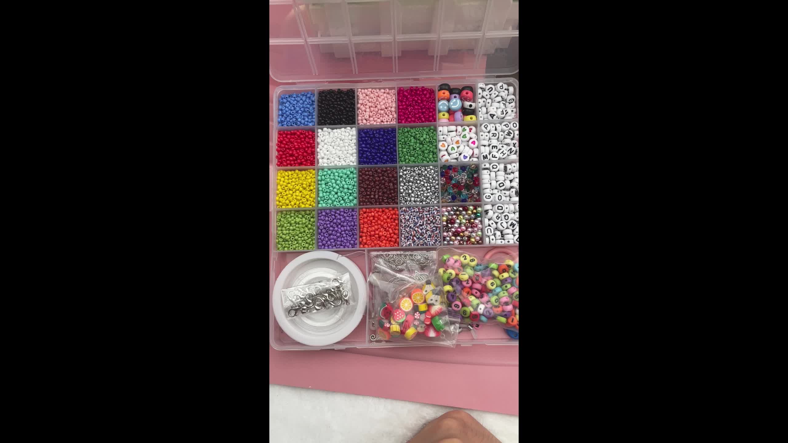 10800pcs 3mm Glass Seed Beads and 1200pcs Letter Beads for