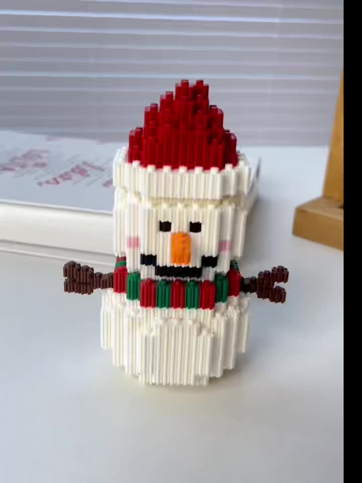 Charming Snowman Building Blocks Colorful Durable ABS Material
